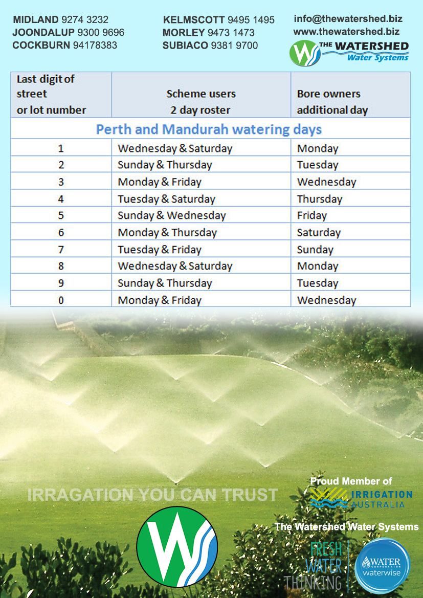 Watering Days by House Number 2018 The Watershed Water Systems OFFICIAL WEBSITE