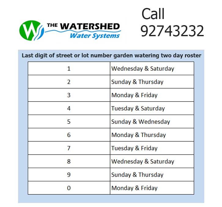 WATERING DAY ROSTER PERTH and MANDURAH